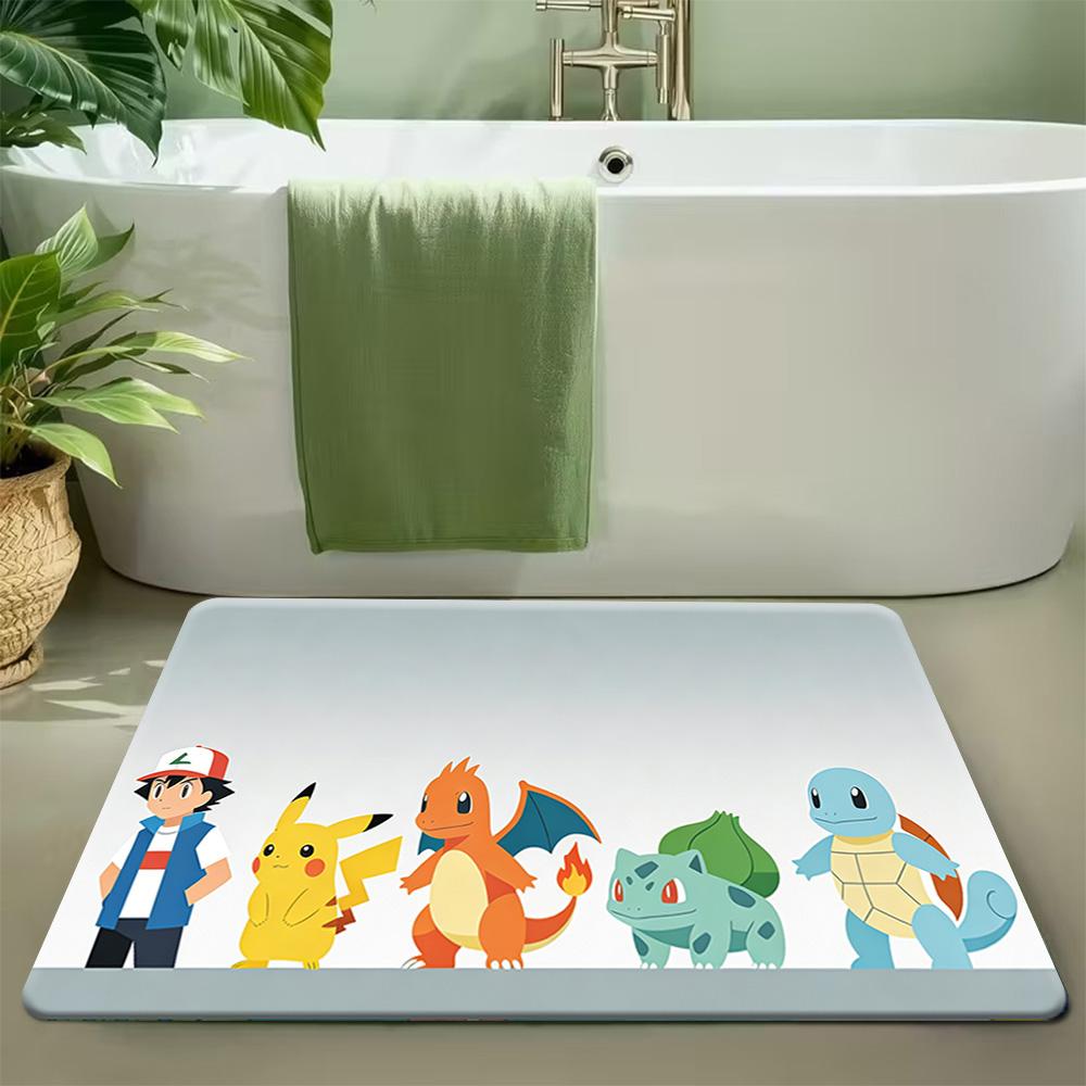 Pokemon Pikachu Cozy Home Print Non-slip Doormat, Soft Absorbent Floor Rug for Home Decor