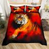 White Tiger Red Rose King Queen Duvet Cover Africa Big Cat 3D Polyester Bedding Set for Adult Teen