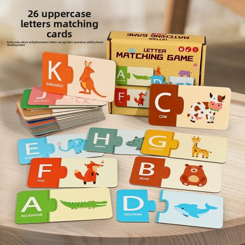 Wooden Alphabet And Number Matching Cards For Kids Educational Game For Early Learning