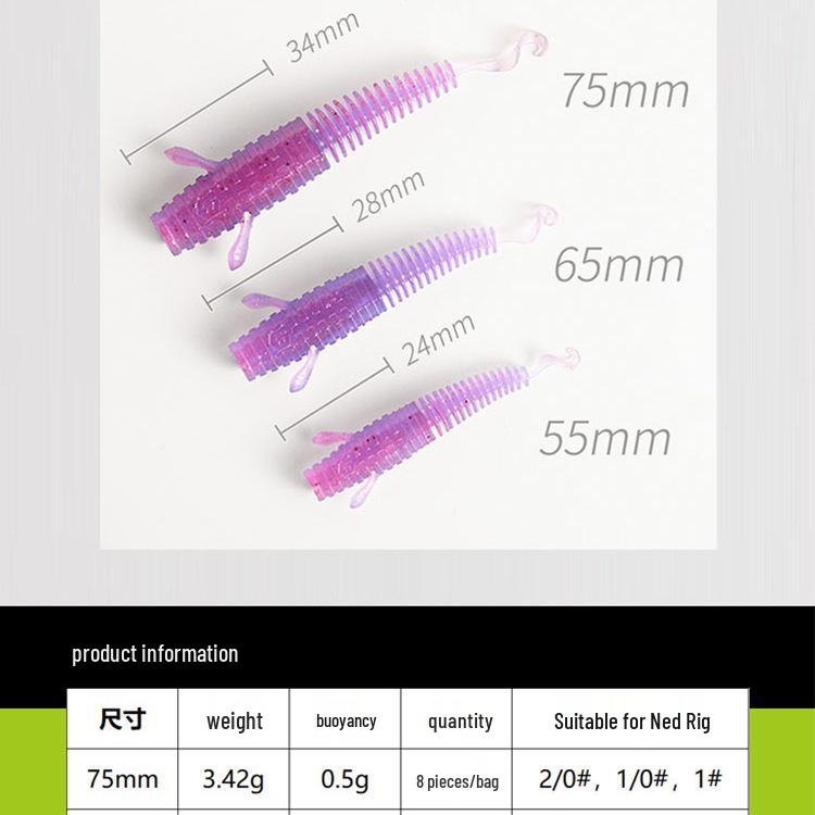 LB Black Pit Bass Ned Shrimp Stick: Soft Shrimp Tail Lure for Mandarin Fish