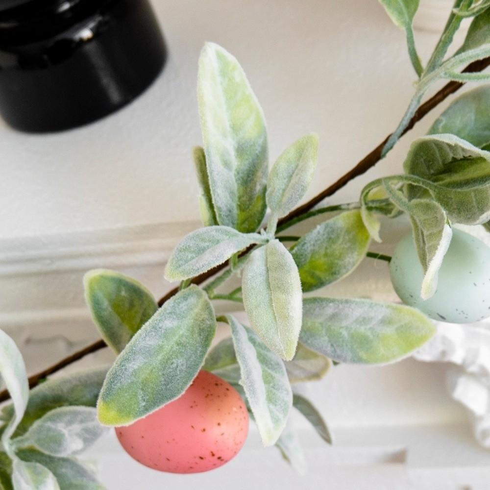 Plastic Easter Egg Garland with Green Leaves Faux Hanging Garland Egg Vine String  Indoor Outdoor
