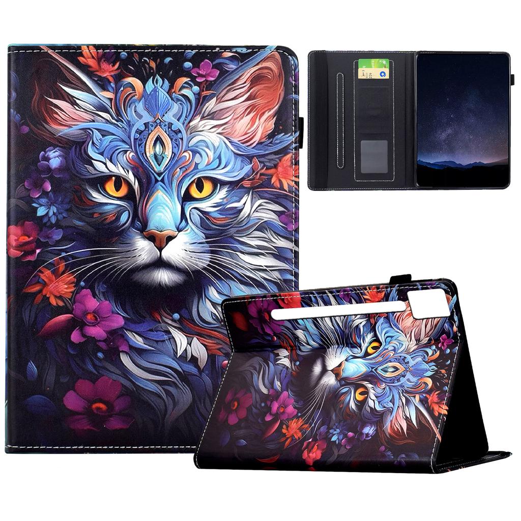 For Lenovo Idea Tab Pro/Tab P12 Pro Gen 2 Leather Case Pattern Print Card Slots Stand Auto Sleep Wake Tablet Cover
