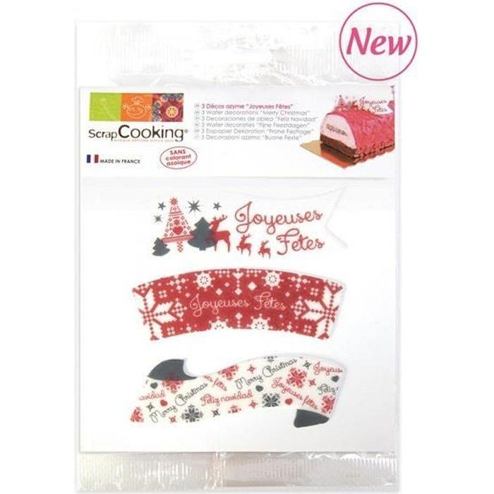 Décos azyme Joyeuses Fêtes - ScrapCooking - Lot de 3 plaques - Rouge - Mixte - Scandinave