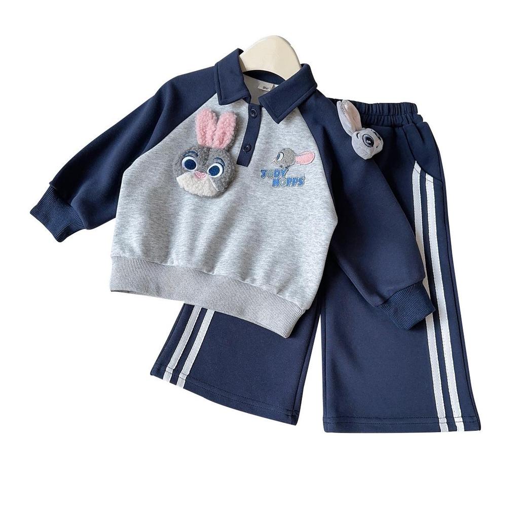 Autumn Rabbit Long Sleeve Top & Pants Set for Baby Girls - AQB108