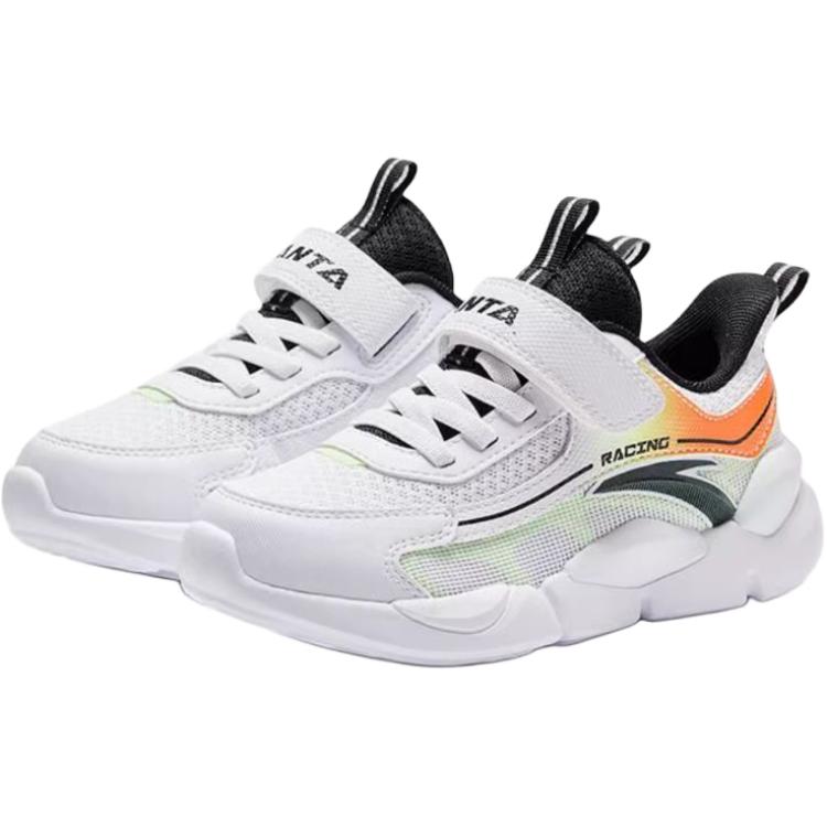 Anta Kids Versatile Comfortable Simple Durable Low-Top Running Shoes Kids Sneakers White Orange Green A312419908H-1