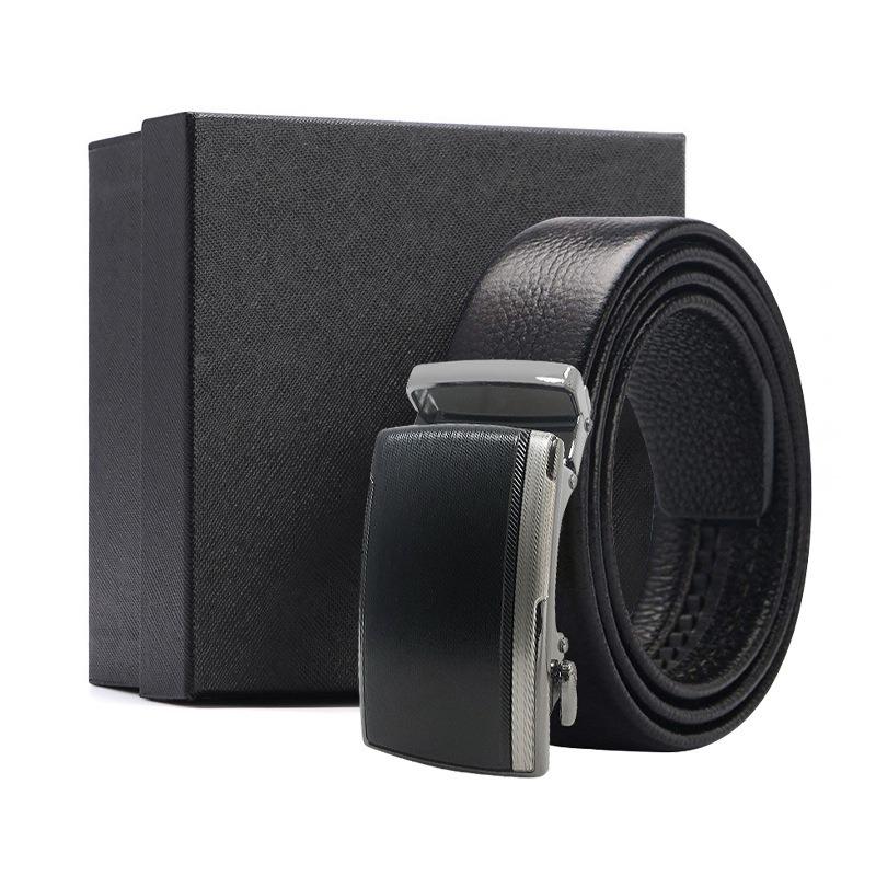 Belt Men's Premium Business Gift Box First Layer Cowhide Belt Alloy Button Head Gift High-end Automatic Buckle Belt