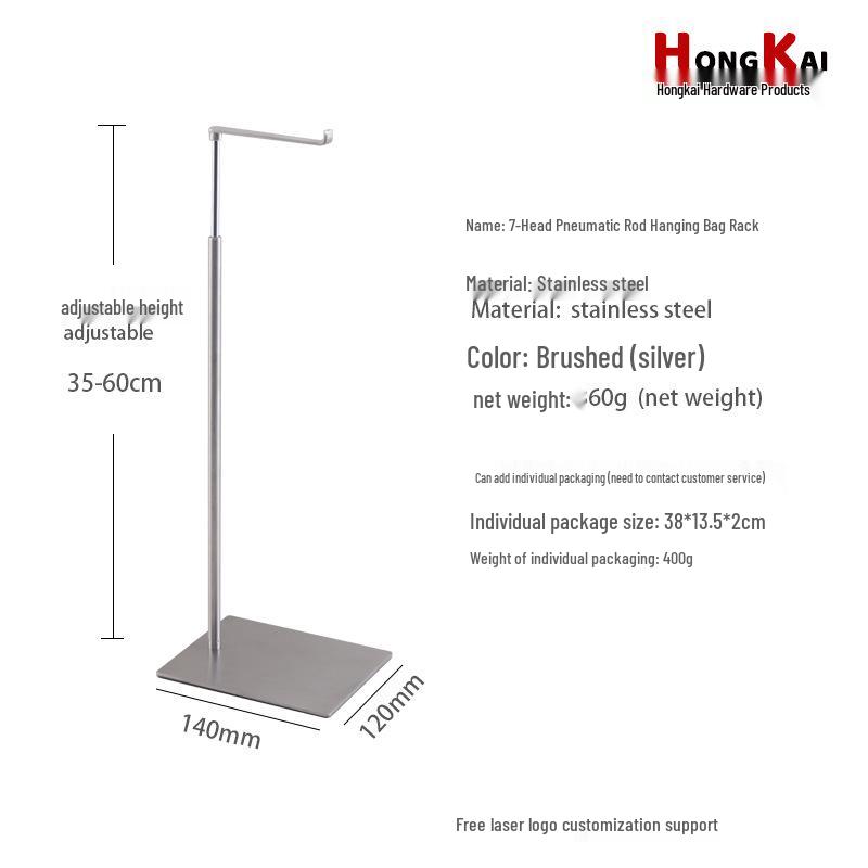 Adjustable Stainless Steel Handbag Display Stand with Gas Spring