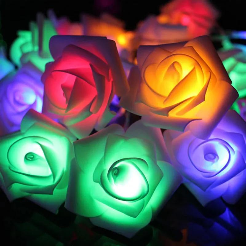 LED Pink Rose Flower String Lights USB powered for Wedding Home Party Birthday Festival Indoor Outdoor Decorations 1.5M/3M
