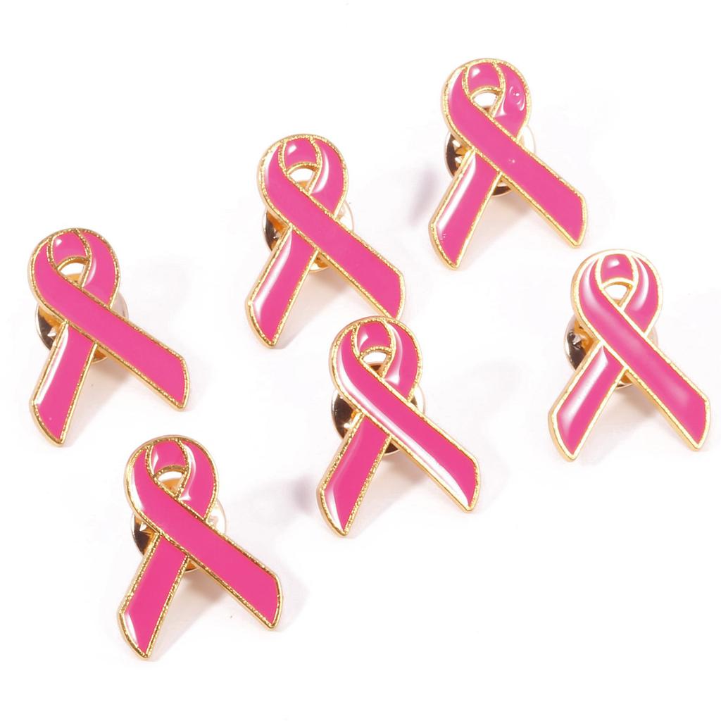 Set Of 10 Ribbon Lapel Pins Handmade Breast Cancers Awareness Badge Alloy Brooch for Students Employees and Volunteers