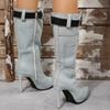 New Autumn and Winter Pointed High-heeled Short Boots Women's Thin-heeled Medium-tube Cowboy Boots Thin Boots