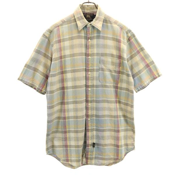RRL 90s First black tag with three red stars Check Pattern Short sleeve shirt Men's Used