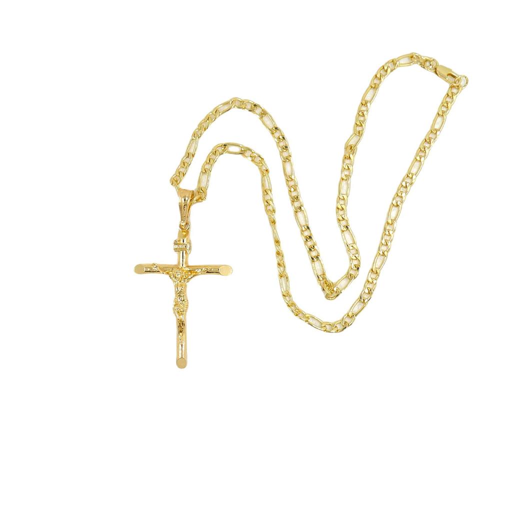 Gold-plated Chain Jesús Pendant Cross Necklace