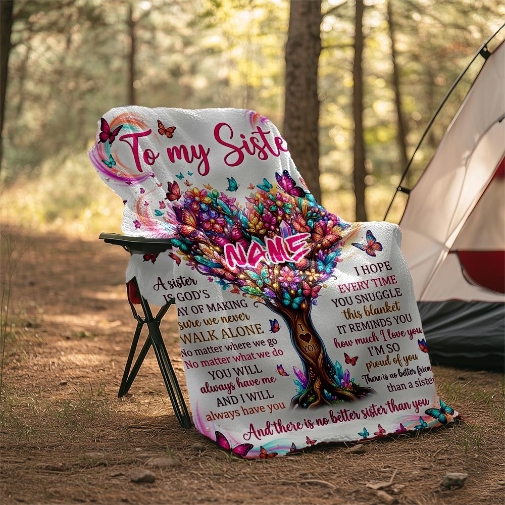 To My Sister Heartfelt Love And Friendship Gift Personalized Outdoor Blanket Customize Your Name Soft Warm Cozy Suitable For Picnics Outdoor Travel