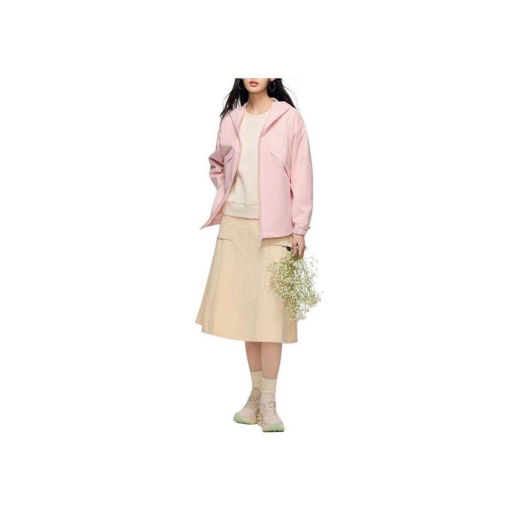 Anta Water Shell LT Windbreaker Series Solid Color Zipper Hooded Outdoor Waterproof Windproof Breathable Jacket Women Jacket Soft-Pink 962417601-3