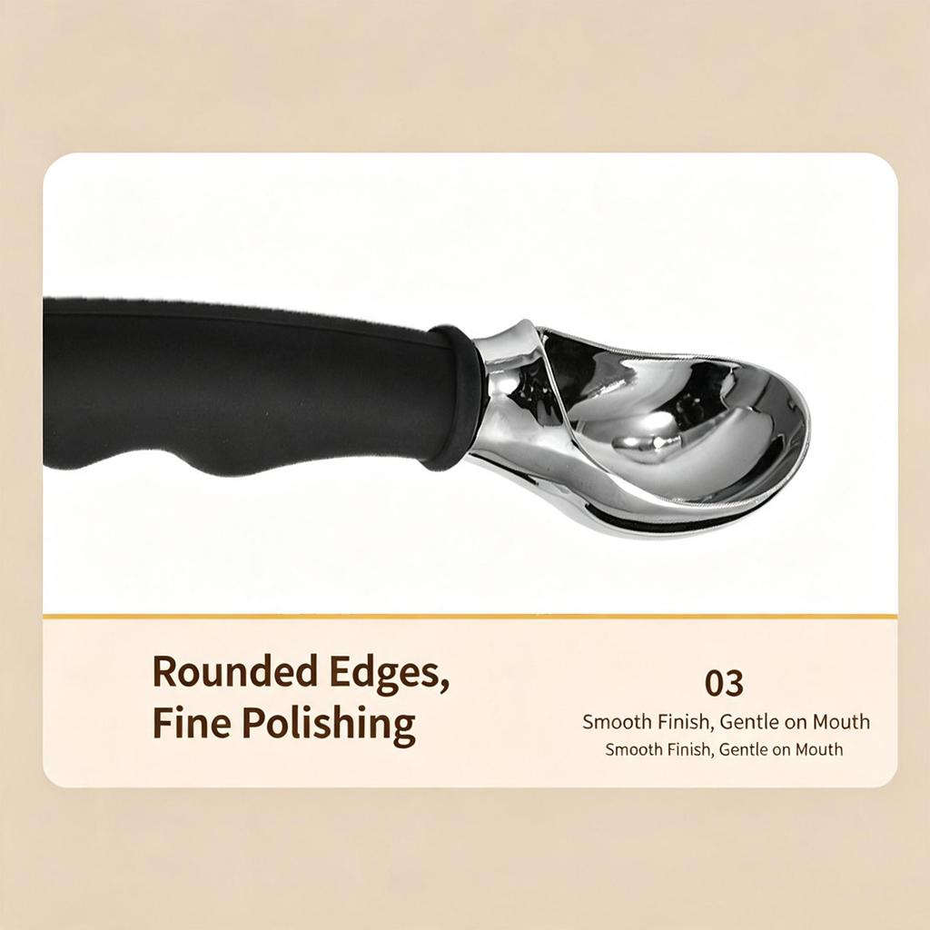 Ice Cream Scoop, Zinc Alloy Icecream Scooper with Non‑slip Rubber Coated Handle, Scoop for Frozen Ice Cream, Fruit, Meatball, Household Kitchen Gadget