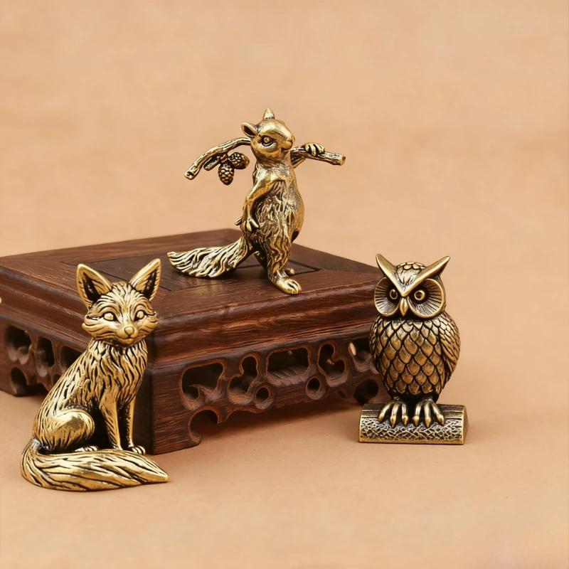 1PC Owl Brass Ornament Handmade Boho Decor Creative Figurine Small Desk Decorations Unique Gift for Home Luxury Decor Home Decor