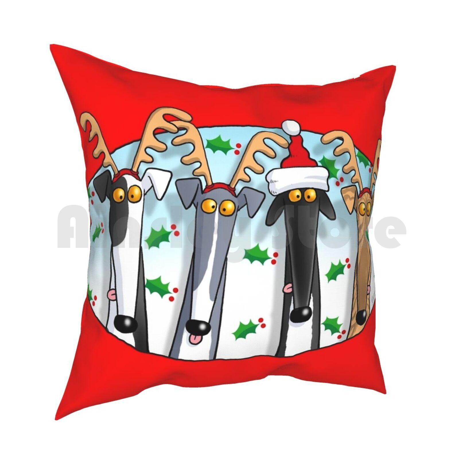 Greyhound Antlers ( Assorted ) Pillow Case Printed Home Soft Throw Pillow Greyhound Christmas Cartoon Whippet Lurcher 30x30cm 12x12in