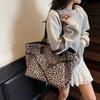 Suede bag women's large-capacity new autumn and winter versatile leopard print shoulder bag student tote bag