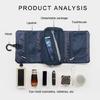 Space Saving Foldable Toiletry Bag with Clasp Waterproof Oxford Cloth Makeup Organizer Large Hanging Cosmetic Holder
