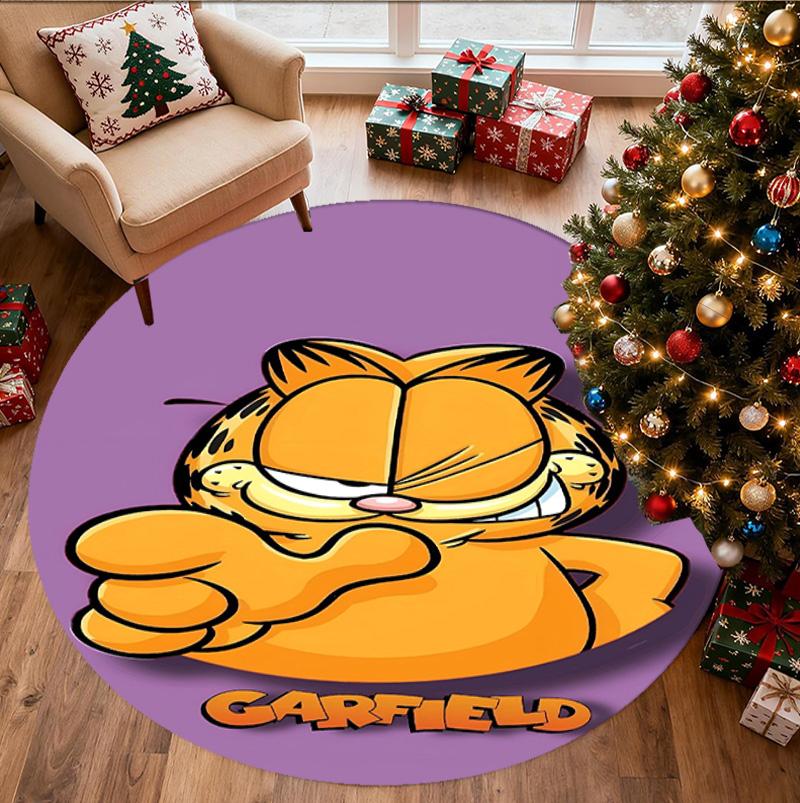 Garfield Pattern Round Rug, Indoor/Outdoor Mat, for Picnic, Gameroom, Bedroom, Office, Living Room, Home Decor Carpet, Birthday Gift