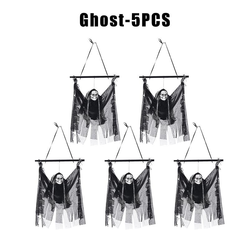Screaming Motorized Ghost Hanging Prop LED Glowing Skeleton Animated Bar Decor Halloween KTV Prank Motion Activated