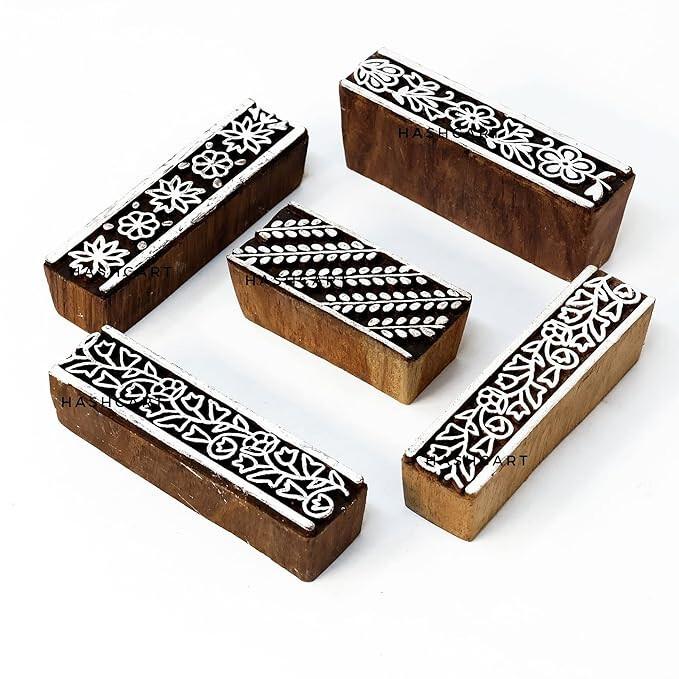 

RSINC Wooden Border Block Set of 5 Printing Design Black for Saree,Dresses Paper B0BRXY5RX2