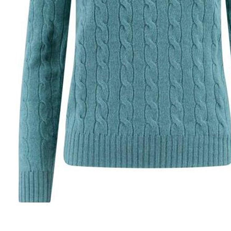 Polo Ralph Lauren FW22 Maglione da Donna Girocollo Manica Lunga Uniforme con Logo Continuo Verde 211910421-012