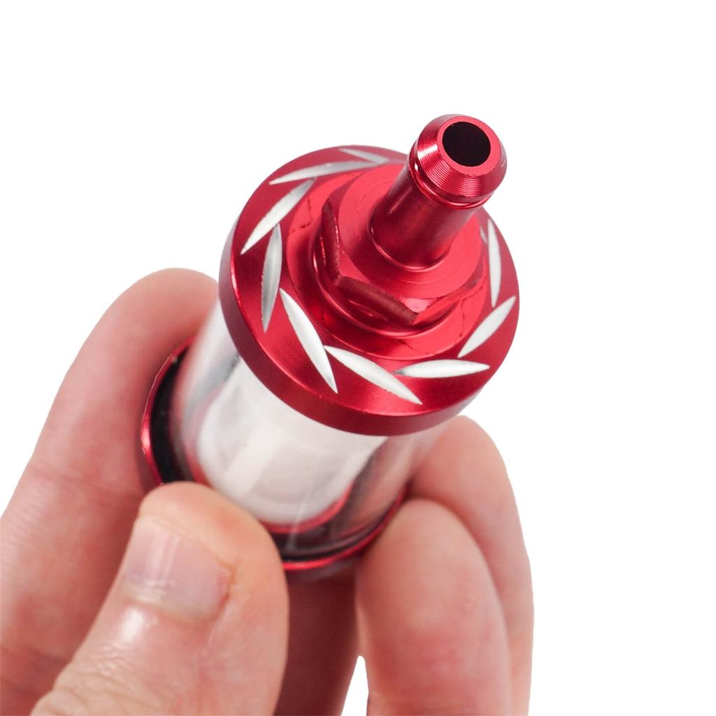 Universal Motorcycle Fuel Filter - High  Aluminum Glass Fuel Cleaner For Motorbike, Scooter, ATV, Dirt Bike - Multiple Colors Available