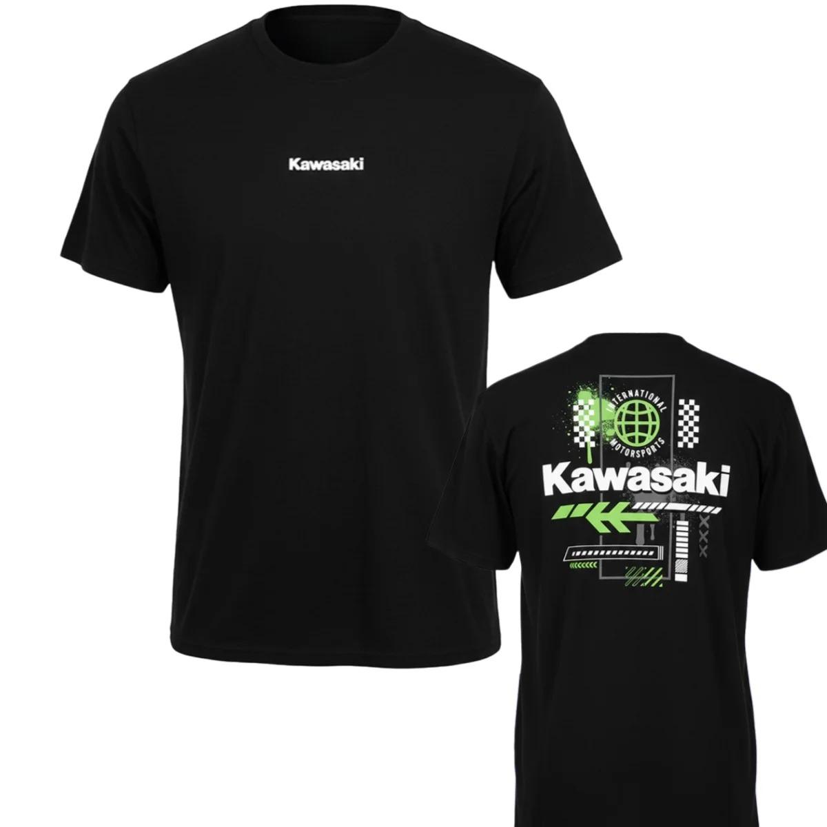 

Хлопковая футболка с принтом Kawasaki International Motorsports Летняя мужская и женская Одежда в стиле Харадзюку Модная футболка для мотоциклистов 4XL