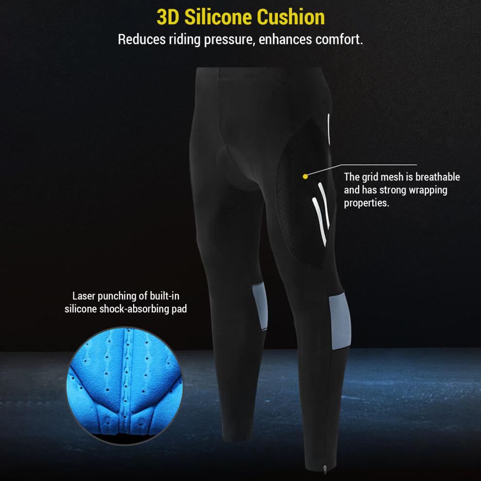 Riding Pants Men's Mountain Bike Pants with 3D Silicone Cushion Reflective Breathable Gradient Compression Riding Tights Cycling Pants M