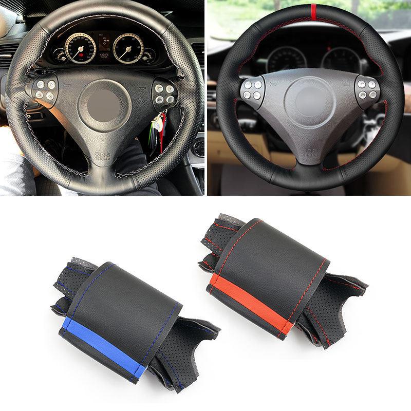 For Mercedes Benz C SLK Class W203 R171 2004 2005 2006 2007 2008 Car Hand-stitched Steering Wheel Perforated Leather Cover Trim