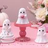 Decorazione di Halloween per Ragazze, Statuetta Fantasma Carino in Resina, Zucca Caramellata Cappello da Strega Statuetta Piccola da Scrivania per Ragazze, Rosa Bianco Kawaii Ornamento da Tavolo Souvenir