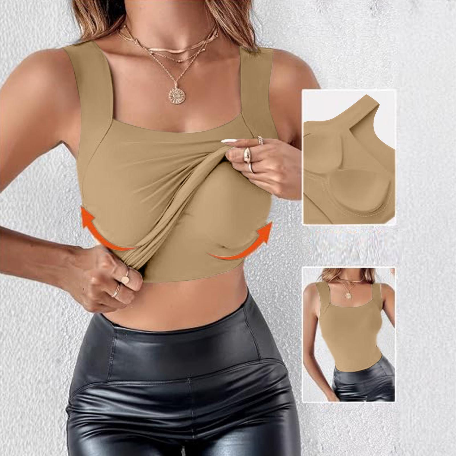 Built in Bra Tank Tops for Women Square Neck Tank Top with Built in Bra Womens Tank Tops with Built in Bra Fitted Design XXL бежевый