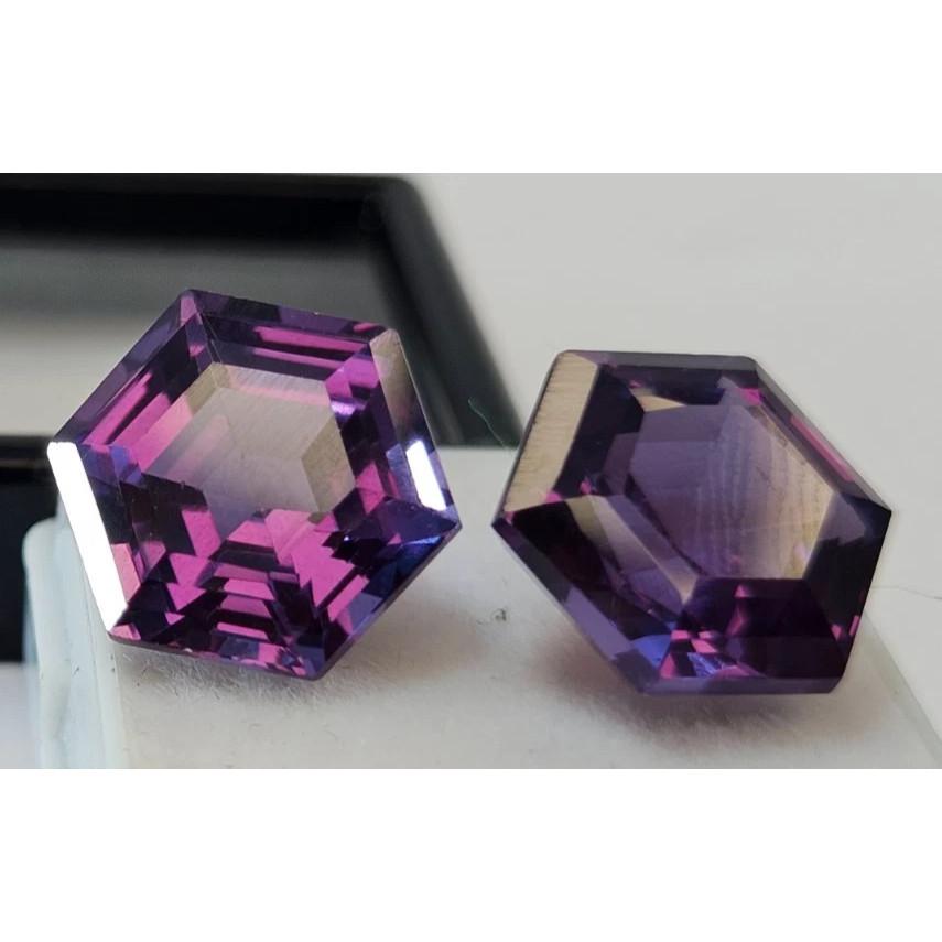 Alexandrite Color Changing Natural 21-22 Ct Hexagon Cut Pair Stunning Gemstone