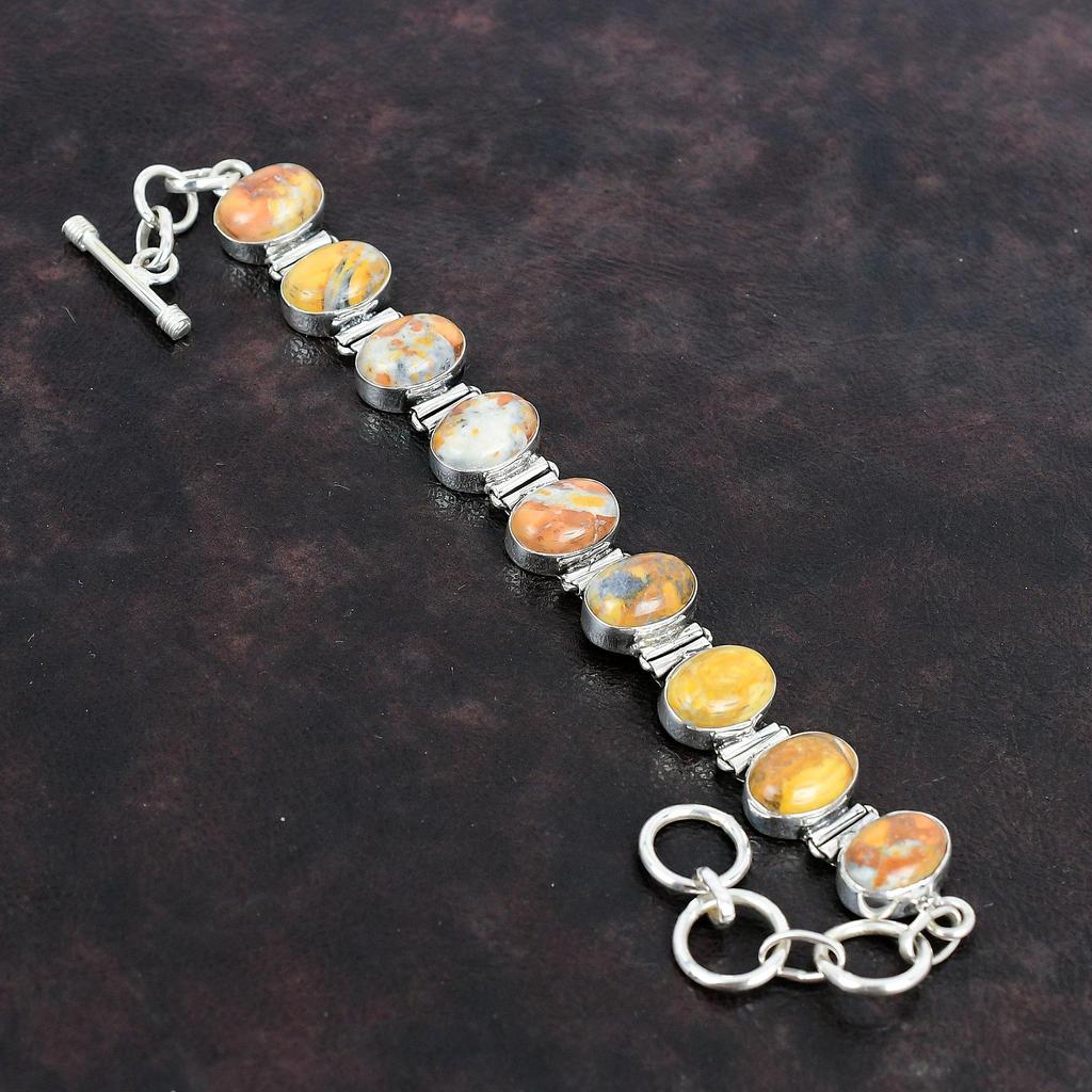 Maligano Jasper Bracelet Handmade Bracelet Natural Gemstone Jewelry 925 Sterling Silver Bracelet Adjustable Chain Bracelet Engagement Gifts