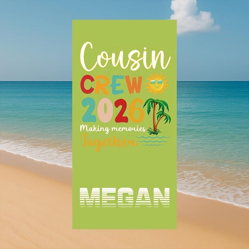 Personalized Crew Beach Towel Custom Name/Logo Oversized Microfiber Towel Summer Gift for Family Reunion, Vacation, Pool Party