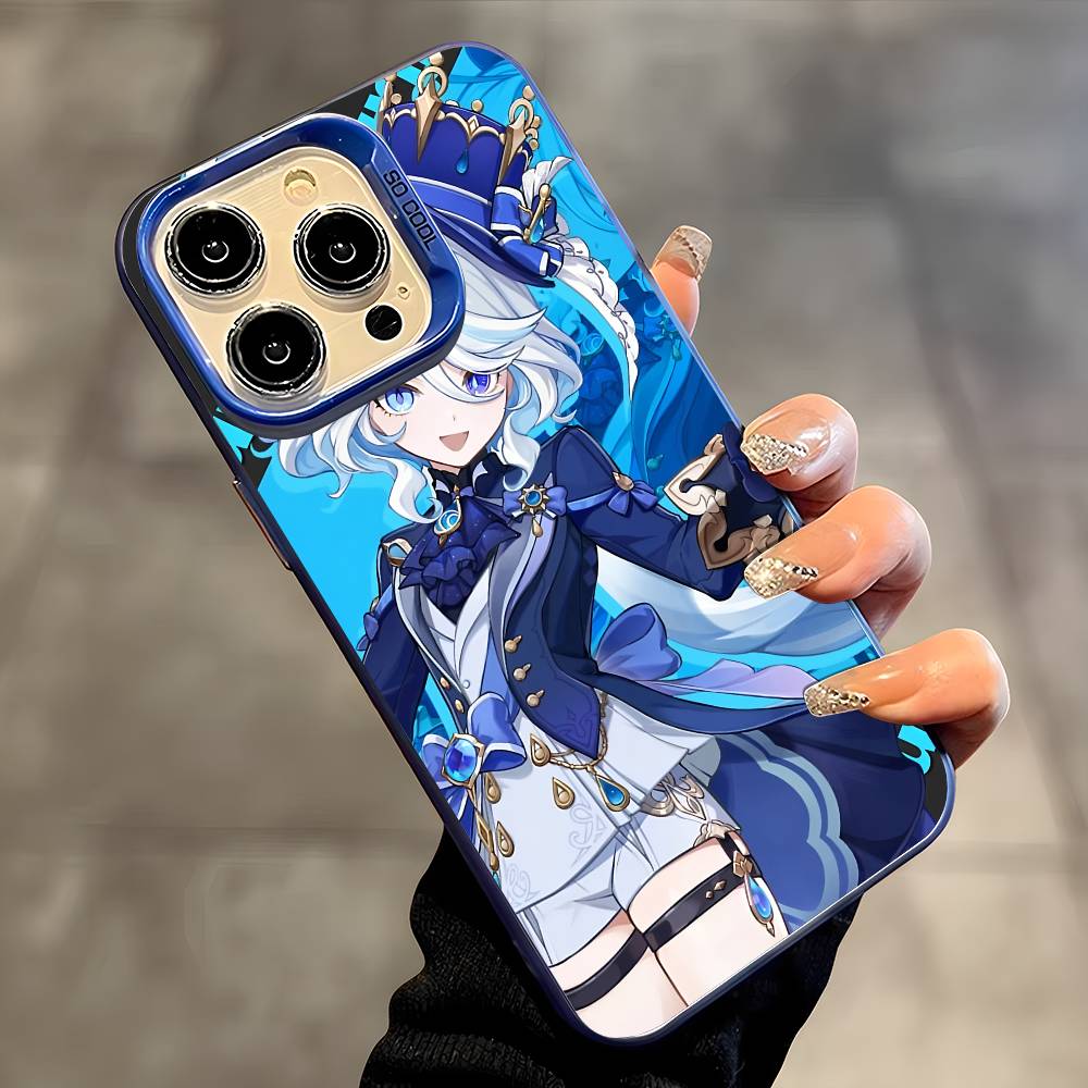 Furina Genshin Impact Phone Case For IPhone 17 16 15 14 13 12 11 Plus Pro Max Multicolor Aurora Laser Shockproof Funda Cover
