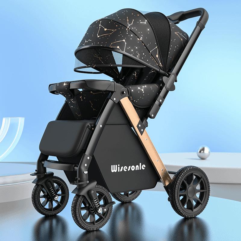 Reversible Baby Stroller: Sit & Lie, Foldable, Lightweight, High Landscape, 0-3 Years, Baby Carriage.