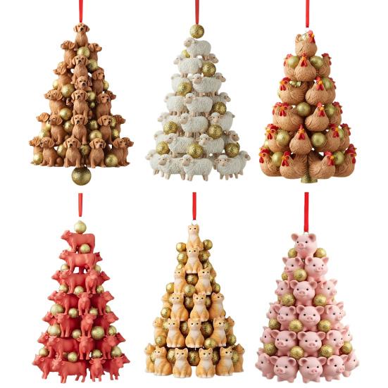 Stacking Animal Pendant Animal Christmas Tree Pendant 2D Acrylic Hanging Decoration for Xmas Tree Backpack Keychain Car