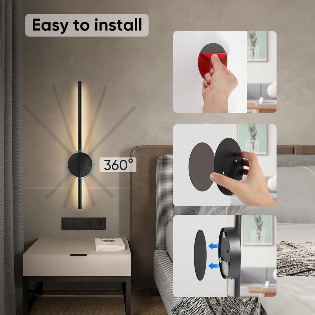 Battery Operated Wall Sconce Wireless LED Light 5v with Remote Control USB Rechargeable Wall Lights for Bedroom Living Room
