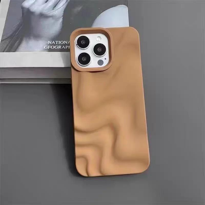 Jednobarevné pouzdro kompatibilní pro iPhone 7Plus 16 13 15 11 14 12 Pro Max X XS XR Max 6 8 6s Plus SE 3D nepravidelný vlnový kryt