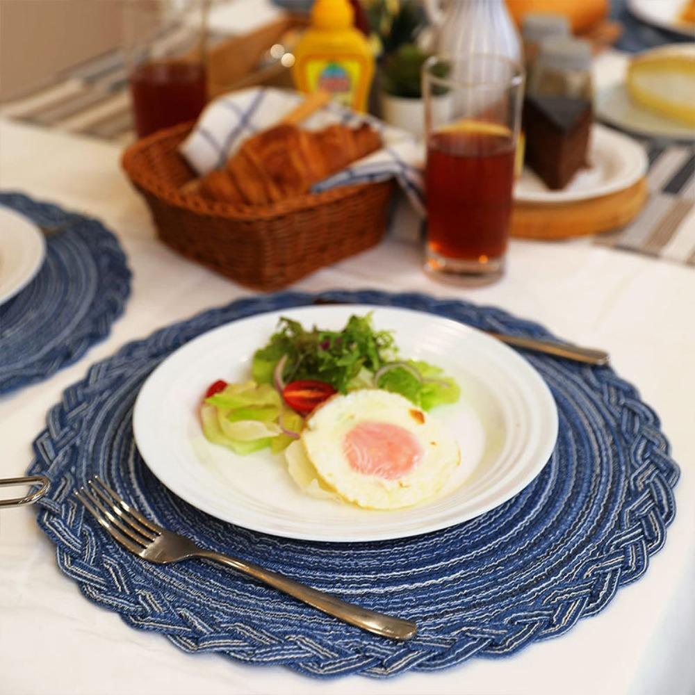Non-Slip Braided Placemats Round Coaster Tableware Pads Woven Placemats  Dining Tables