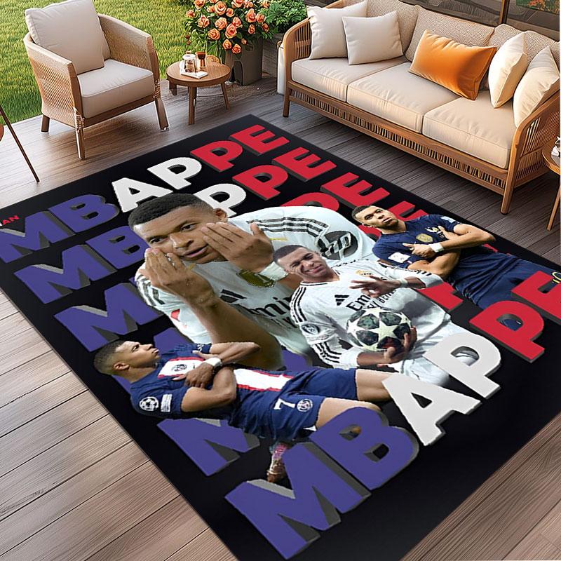 Kylian Mbappe Print Rug, Washable Floor Carpet, For Entryway Dorm Laundry Room Office Study, Home Decor Birthday Christmas Gift