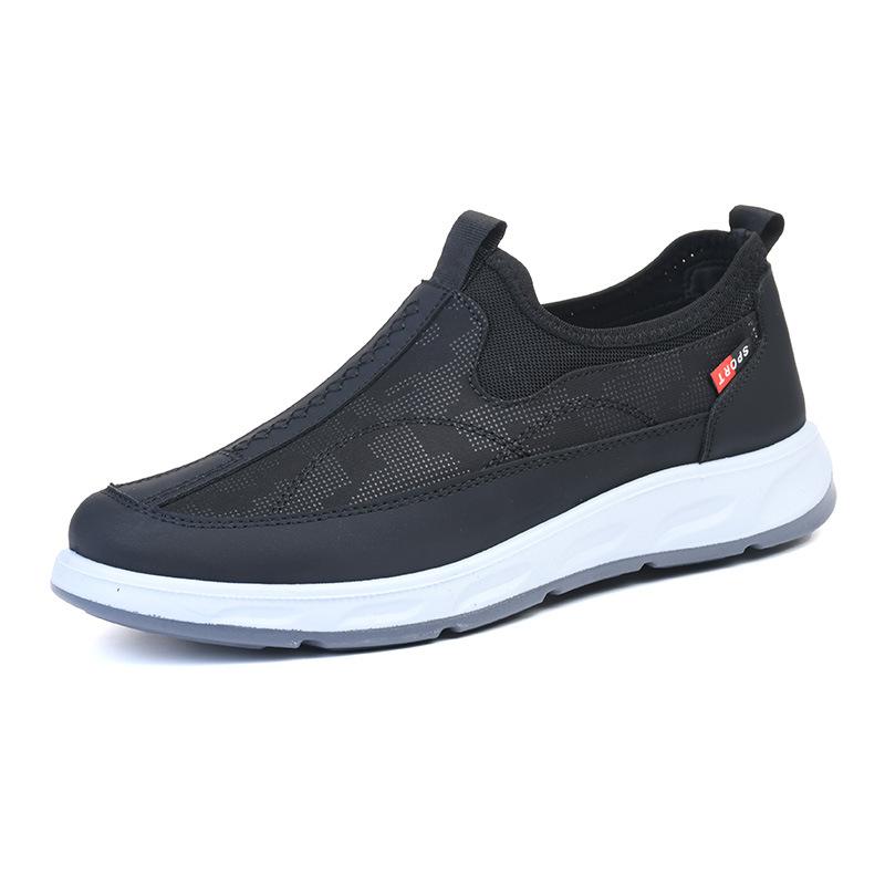 

Мужская обувь осень новая мягкая подошва легкая старая Пекинская тканевая обувь с одной педалью ленивые удобные повседневные туфли для пап среднего и пожилого возраста 39 чёрный