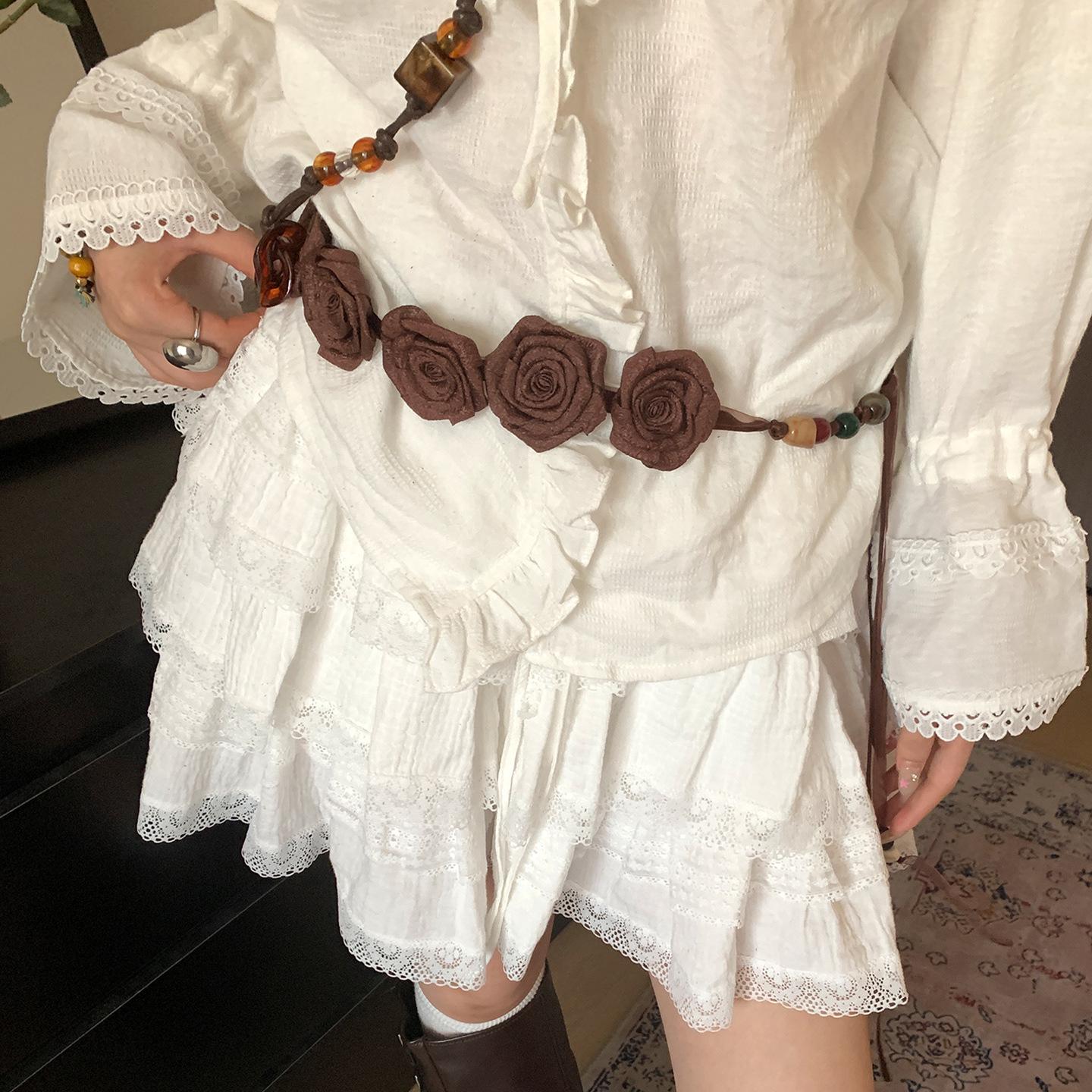 

Retro Ethnic Rose Beaded Waist Belt for Women - Elegant, Stylish Accessory for Dresses