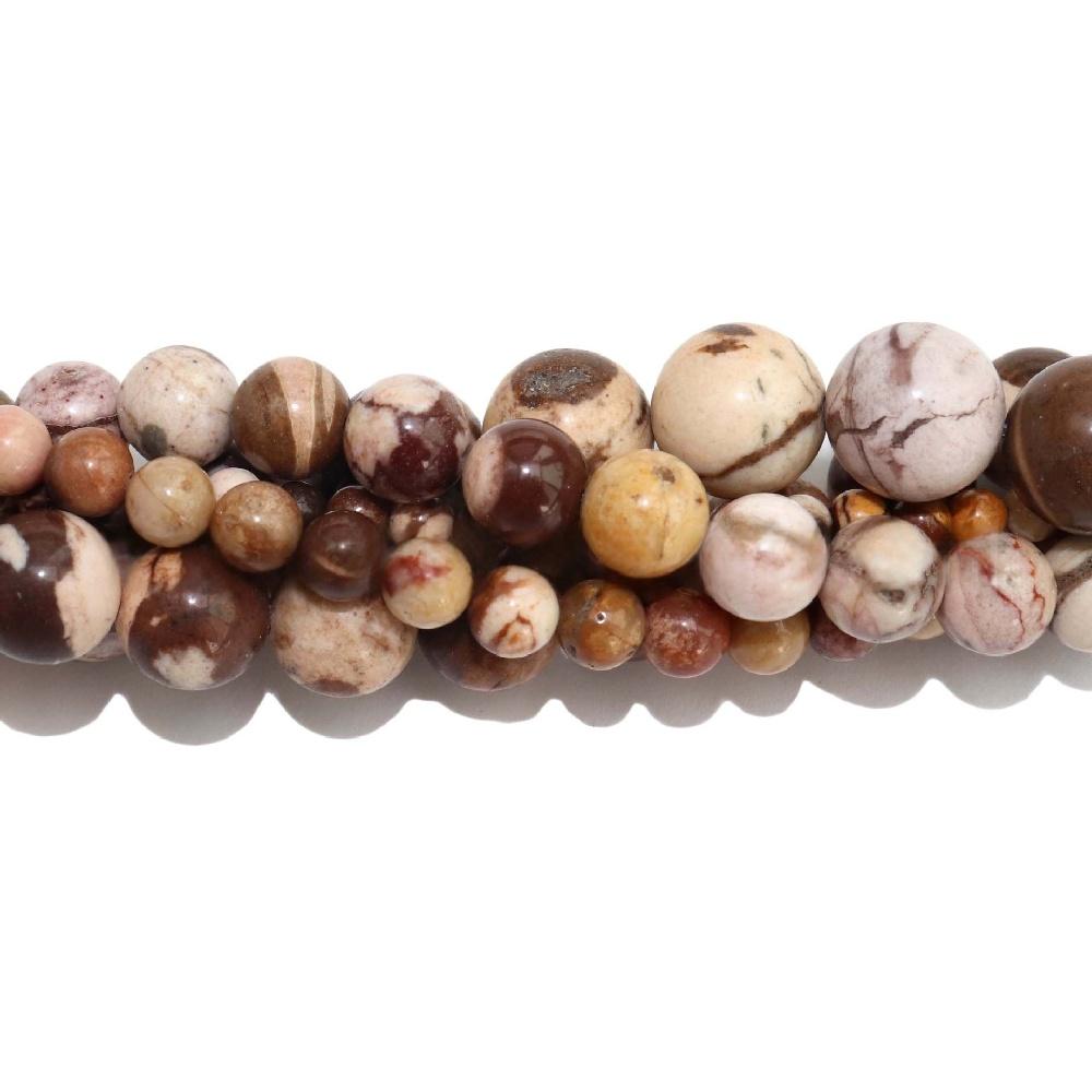 Australia Zebra Stone Natural Round Beads 15"Strand Smooth Loose Spacer Beads 4/6/8/10/12mm for Jewelry Making DIY Bracelets Accessories