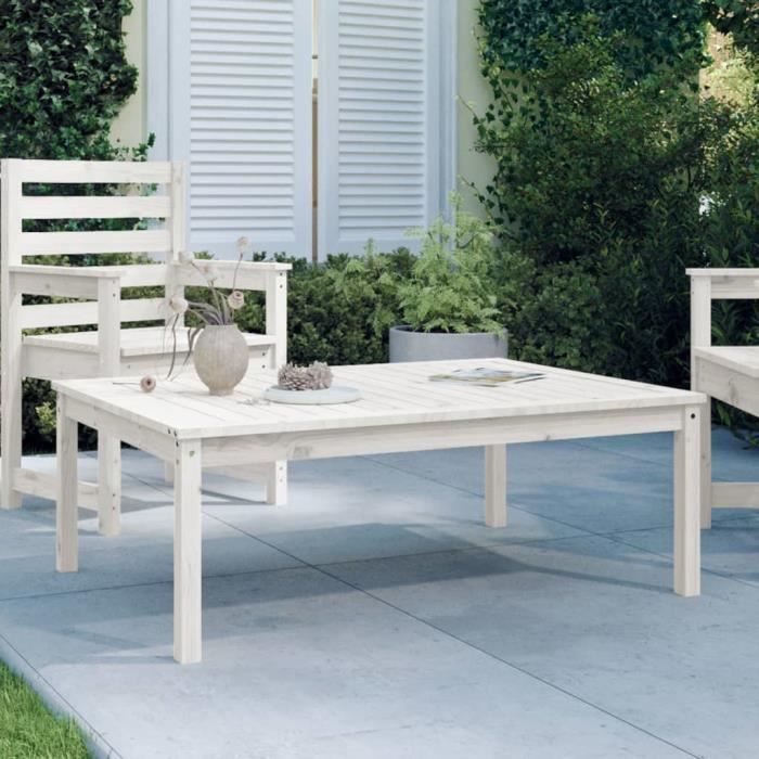 VidaXL Table de jardin blanc 121x82,5x45 cm bois massif de pin 824128