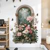 Arched Faux Window Wall Decal Flower and Butterfly Wall Sticker