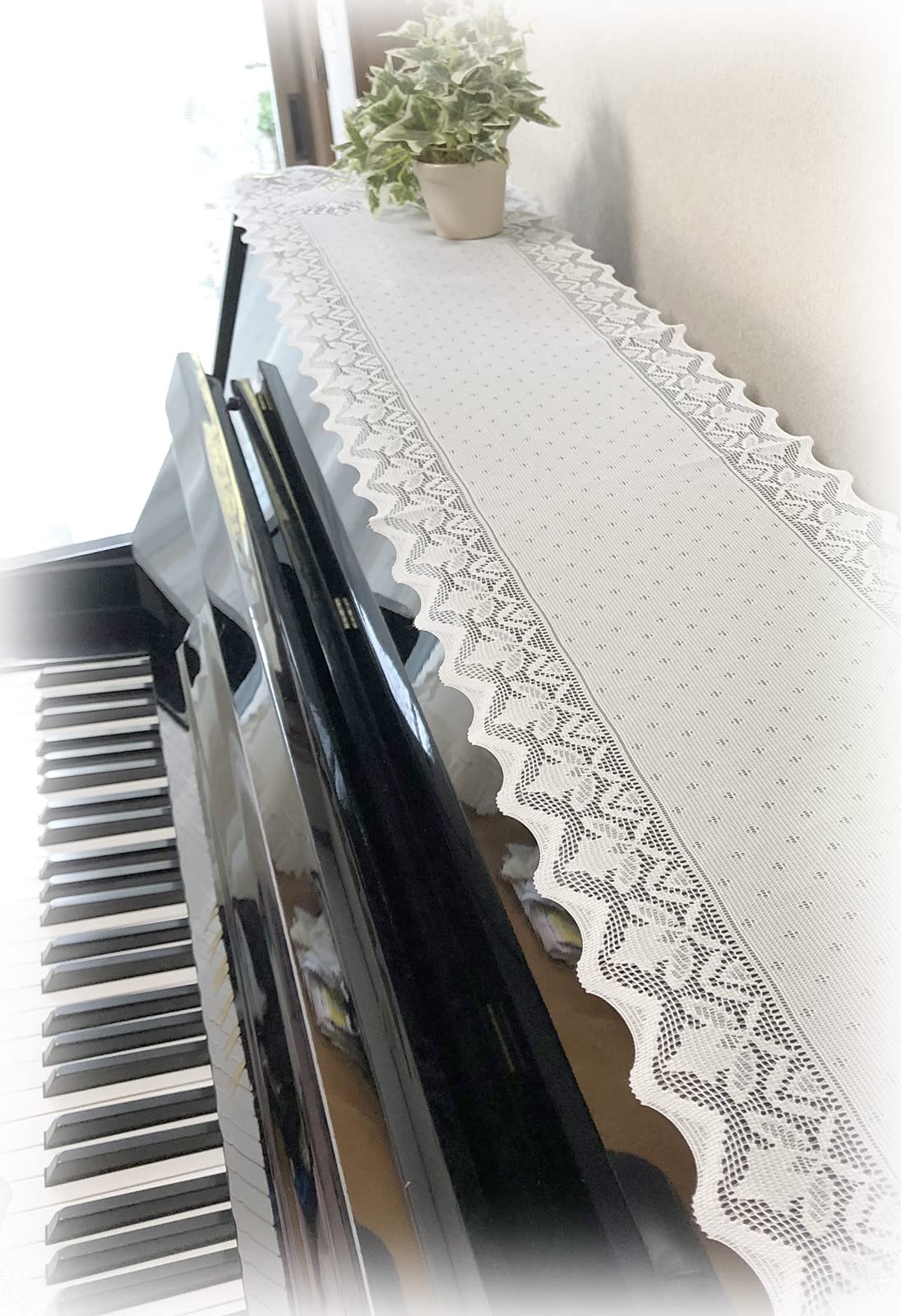

Piano Top Key for Digital Delicate Design Cover, Upright, Cover, Cover, Pianos, Water-Repellent, Stain-Resistant, Dust-Resistant, Lace, Elegant, белый