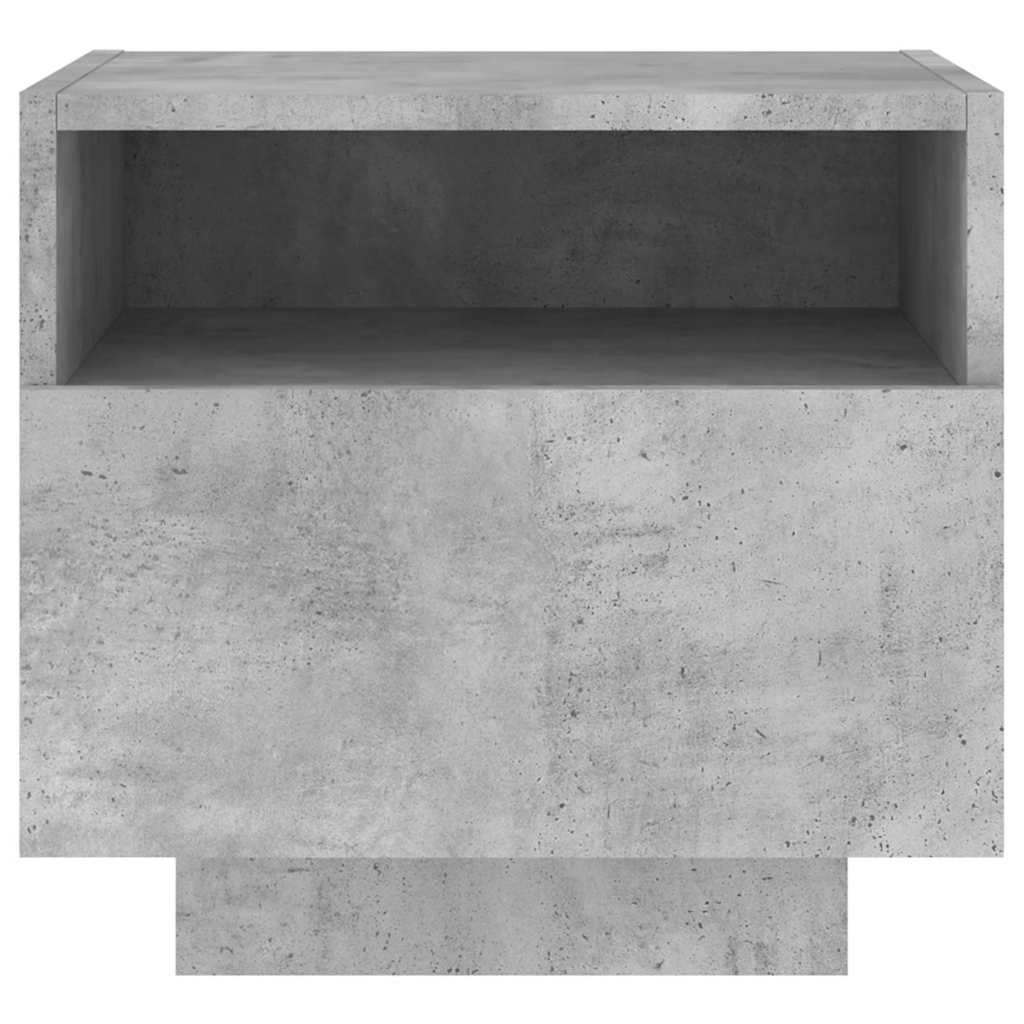 Nightstand with LED Lights Concrete Grey 40 X 39 X 37 Cm